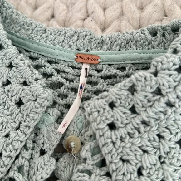 Free People Light Green Crochet Crop Top - Picture 3 of 3